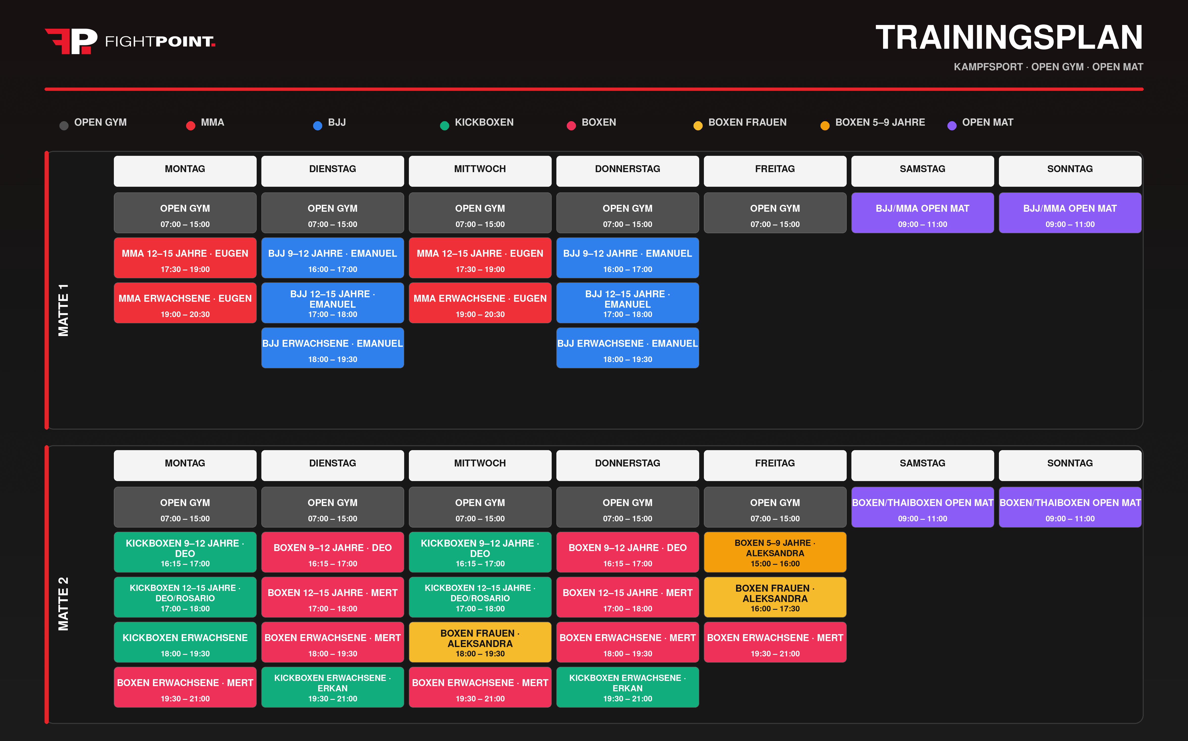 FightPoint Stundenplan